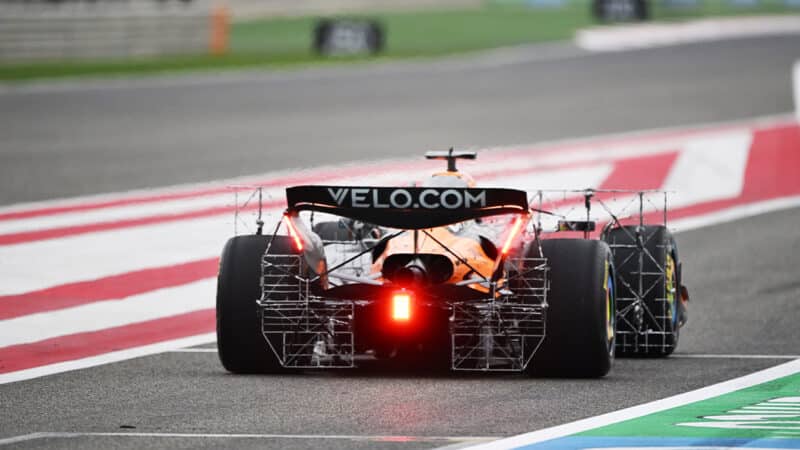 Aero rake on McLaren F1 car during 2025 F1 preseason testing