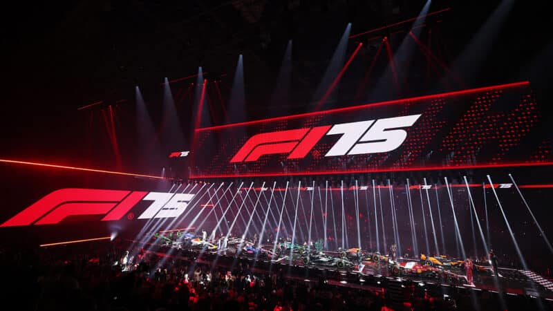 All 2025 F1 cars on stage at F1 75 event