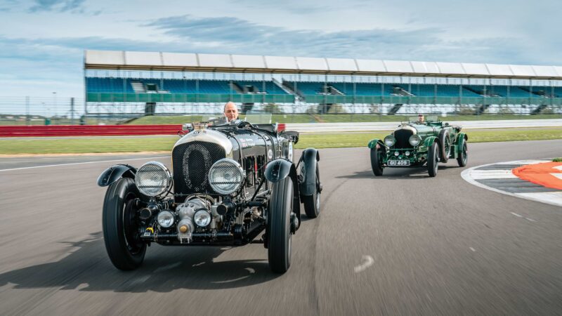 Bentley Speed Six and Bentley Blower at Silverstone track 01