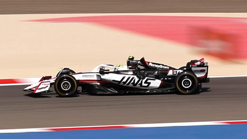 Damaged Haas of Oliver Bearman in 2025 F1 preseason testing