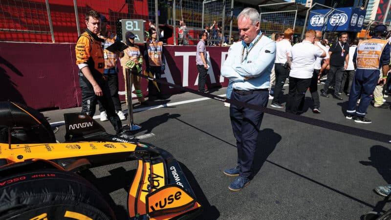 FIA checks McLaren front wing in Baku