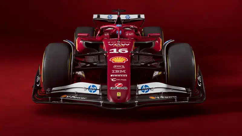 Front view of 2025 Ferrari F1 car