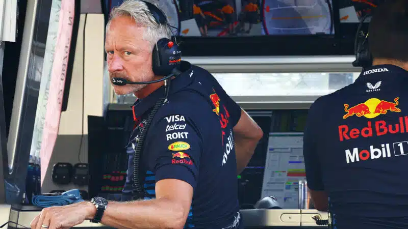 Jonathan Wheatley leans back from Red Bull pitwall at 2024 F1 Italian GP