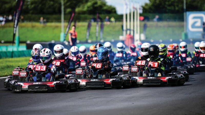 Kids karting outdoors