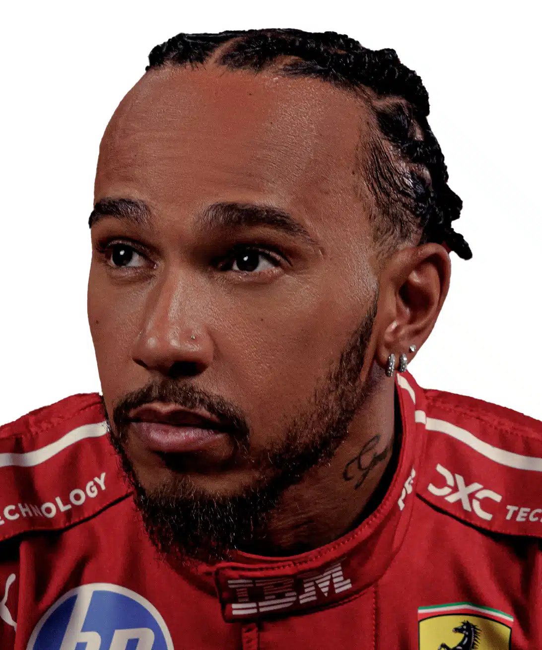 Lewis Hamilton in Ferrari race suit