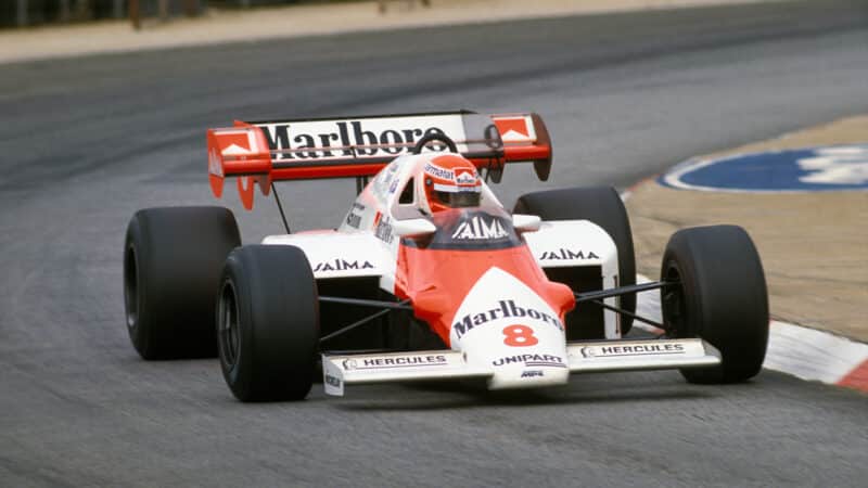 Niki Lauda in 1984 McLaren F1 car