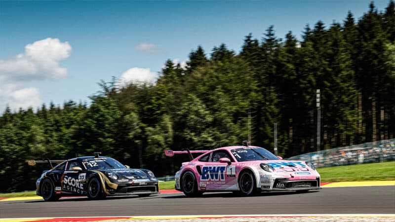 Porsche Supercup cars at Spa Francorchamps in 2024