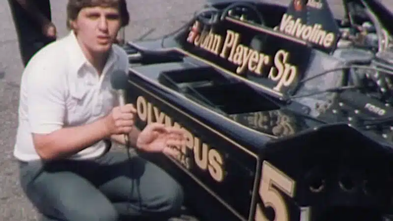 Steve Rider reporting Anglia Television Lotus’s 1978 F1 world title