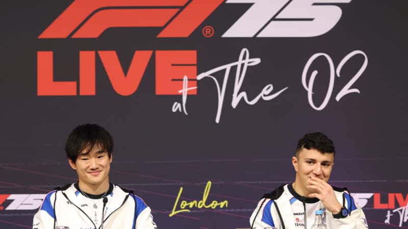 Yuki Tsunoda and Isack Hadjar at F1 75 Live