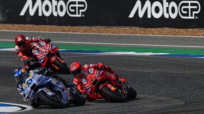 Alex Marquez leads MArc Marquez and Pecco Bagnaia in 2025 MotoGP Thai Grand Prix