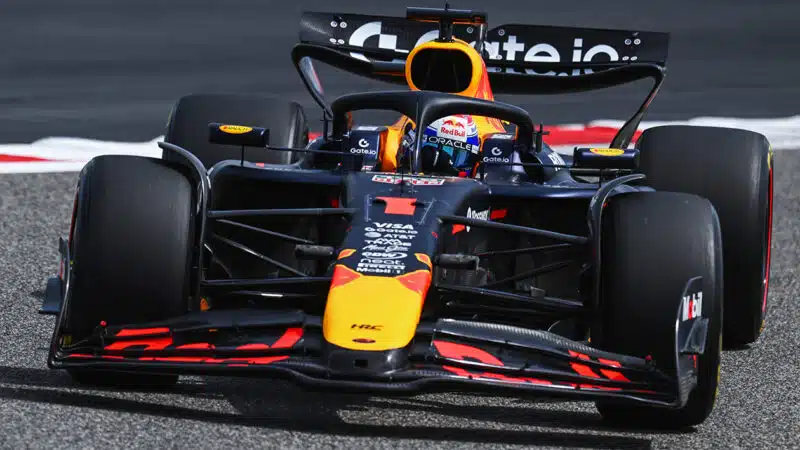 Max Verstappen in Red Bull during 2025 F1 preseason testing