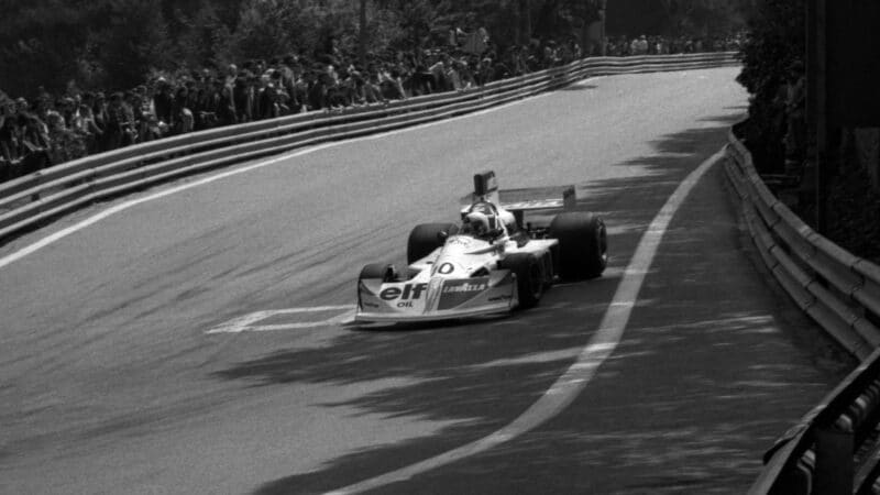 Lella Lombardi (March-Ford) in the 1975 Spanish Grand Prix in Montjuich Park