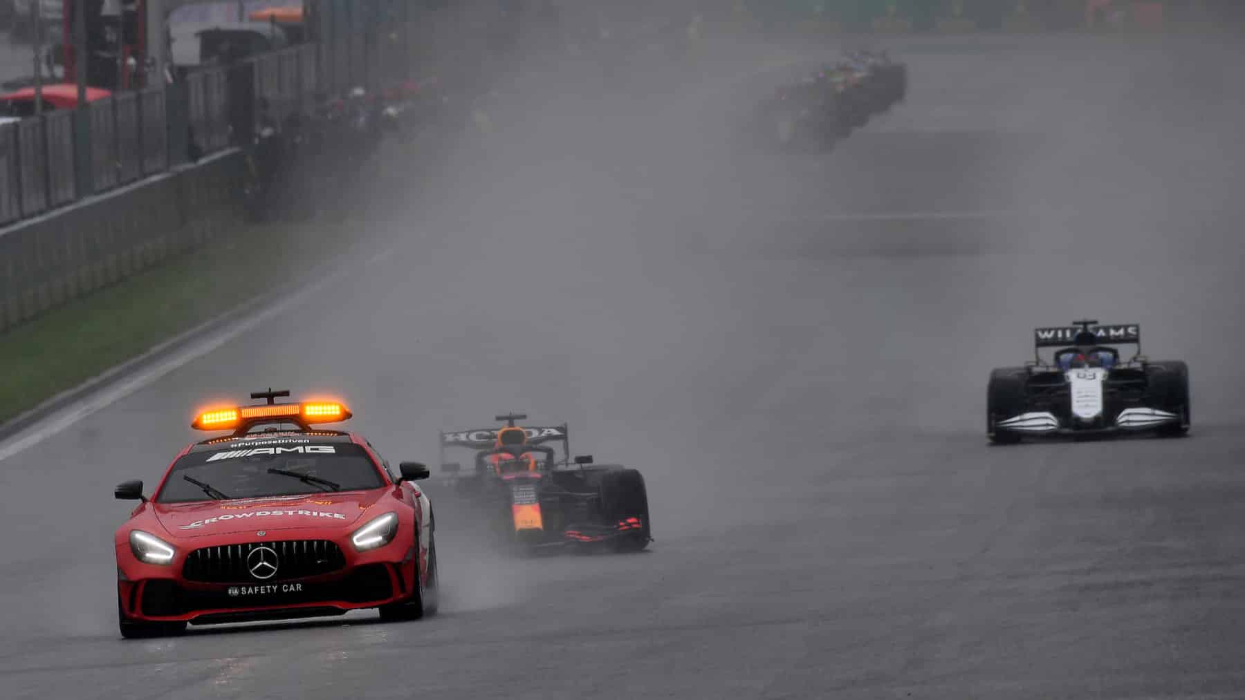 The safety car leads <a href=