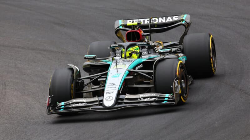 Lewis Hamilton (Mercedes) during practice for the 2024 Brazilian Grand Prix