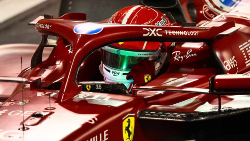 Charles Leclerc (Ferrari) in parc ferme after qualifying for the 2025 Bahrain Grand Prix