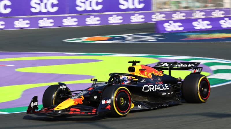 Max Verstappen (Red Bull-Honda) during practice for the 2025 Saudi Arabian Grand Prix