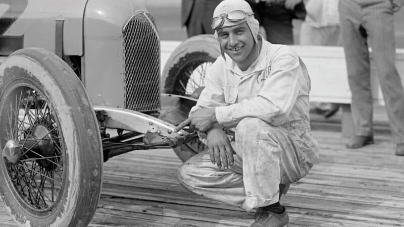 DePaolo points to his son Tommy’s ‘lucky’ shoe. He raced with it wired to a front spring.