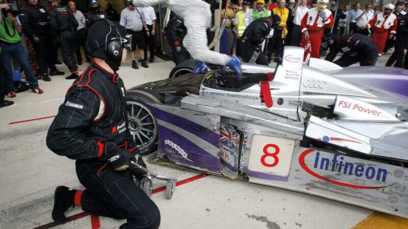 A quick change at Le Mans in 2004, in which McNish finished at the wrong end of an Audi R8 1-2-3-5