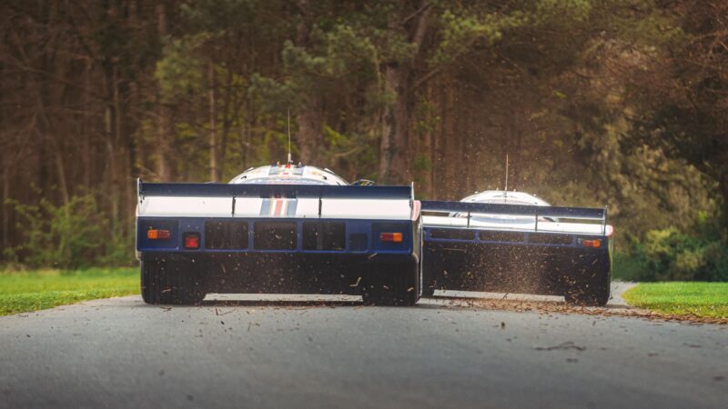 Both cars are in their classic Rothmans liveries; the 956 has been untouched since its single outing at Le Mans