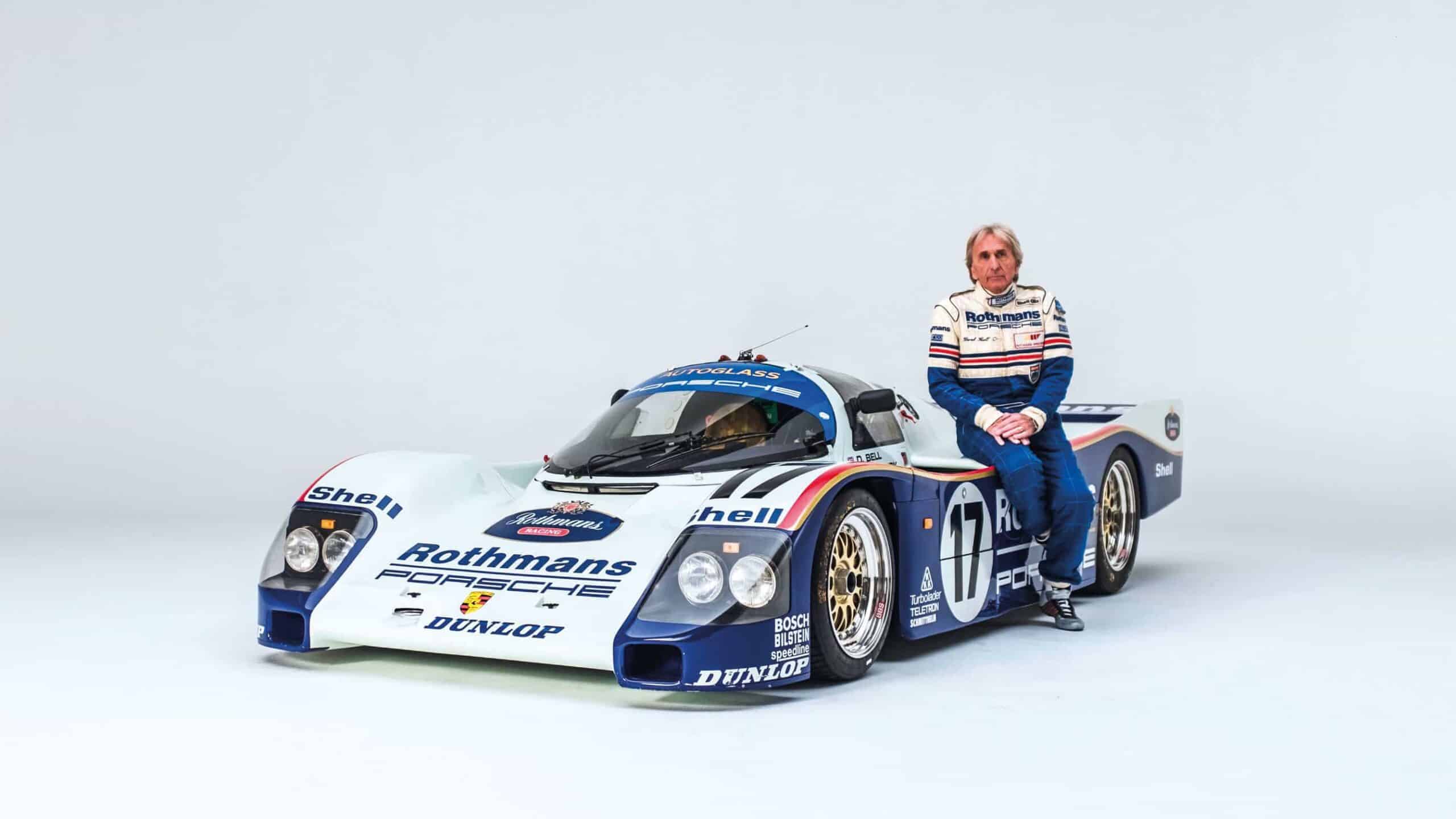 Derek Bell sits on porsche GT1