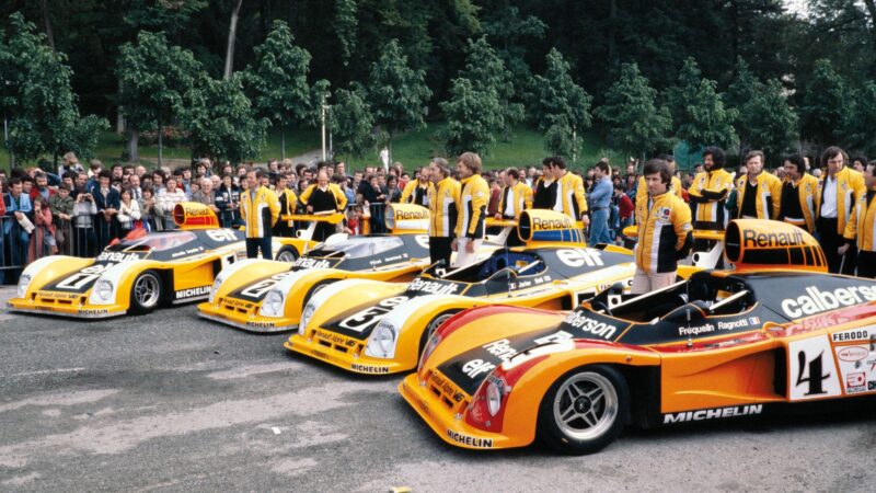 Renault’s works effort boasted huge numbers in 1978, with four cars and dozens of technical staff. Note the Perspex ‘bubble’ on cars #1 and #2