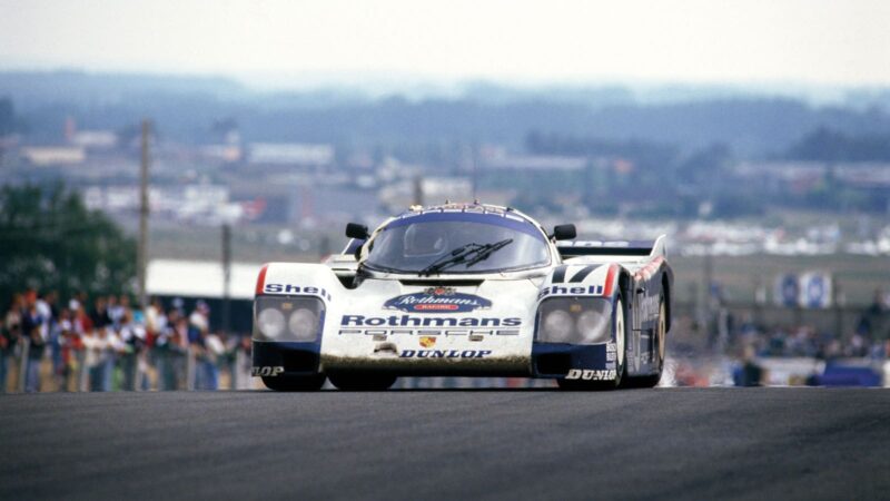 Here’s the same 962 making history at Le Mans in 1987, at Dunlop Curve