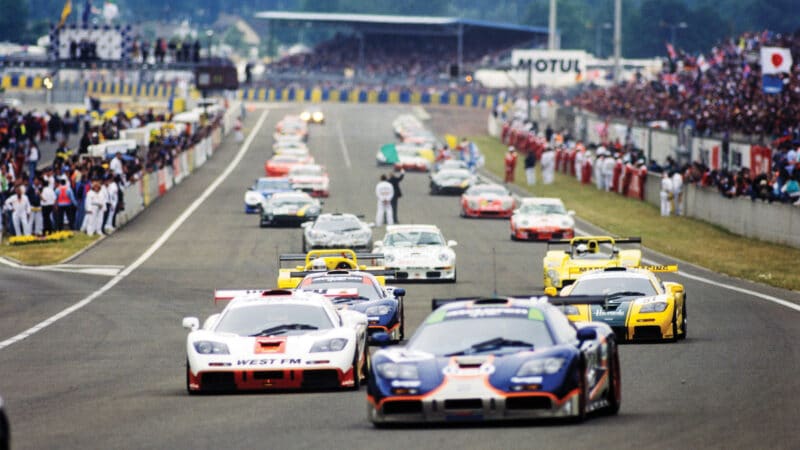 A phalanx of F1s at Le Mans in ’95; seven started