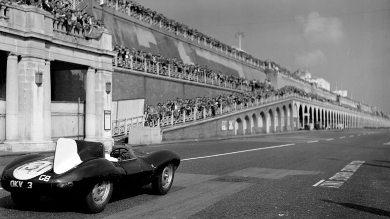 Brighton Speed Trials in 1954, with Norman Dewis at the wheel of a D