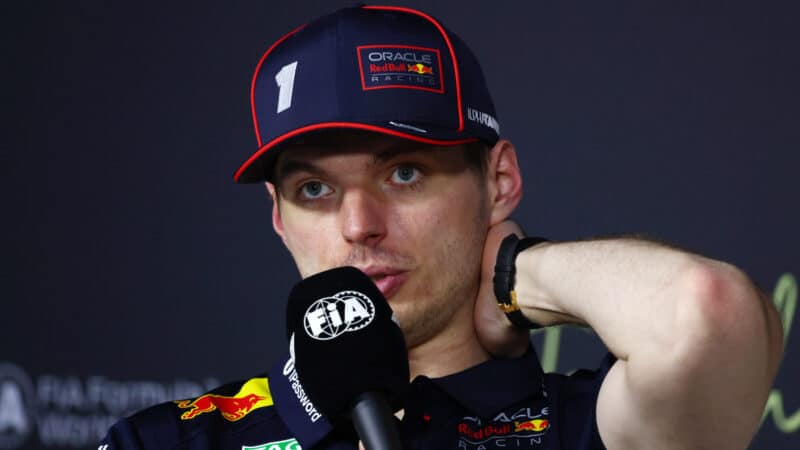 Max Verstappen during a press conference for the Saudi Arabian GP