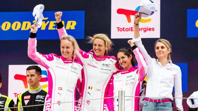 Iron Dames on the podium in 2025 ELMS Barcelona round