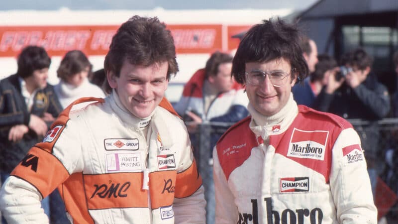 F3 rivals Kenny Acheson and Eddie Jordan at Thruxton, 1980; Jordan, fifth; Acheson, DNF