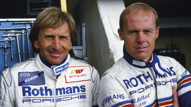 In 1987, Derek Bell, right, made it two wins on the trot at  Le Mans with the Porsche works team