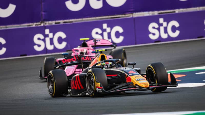 Arvid Lindblad during the Formula 2 race at Jeddah