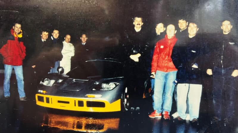 Chobham test track with the McLaren F1 GTR mule, just six months before Le Mans 1995