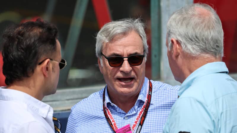 Pedro Lamy, Carlos Sainz and Tim Mayer on the grid before the 2024 Emilia Romagna Grand Prix in Imola