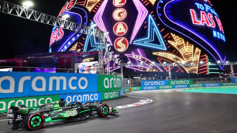 Valtteri Bottas (Sauber-Mercedes) during practice for the 2024 Las Vegas Grand Prix