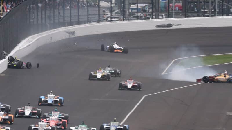 2025 Indy 500 crash that forced Kyle Larson into retirement