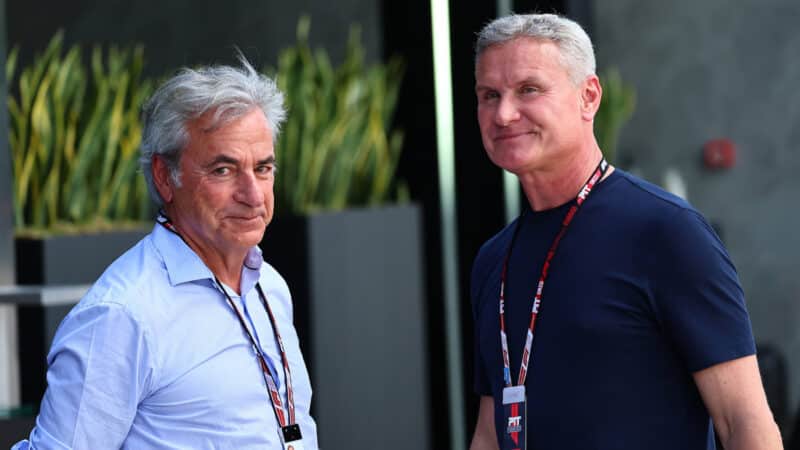 Carlos Sainz and David Coulthard in the paddock before the 2025 Saudi Arabian Grand Prix