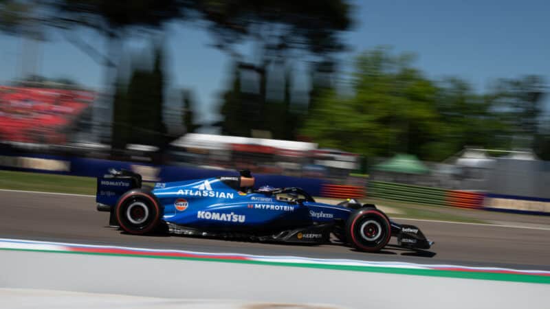 Alexander Albon (Williams-Mercedes) during practice for the 2025 Emilia Romagna Grand Prix in Imola