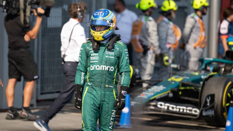 Fernando Alonso (Aston Martin-Mercedes) after the 2025 Emilia Romagna Grand Prix in Imola.