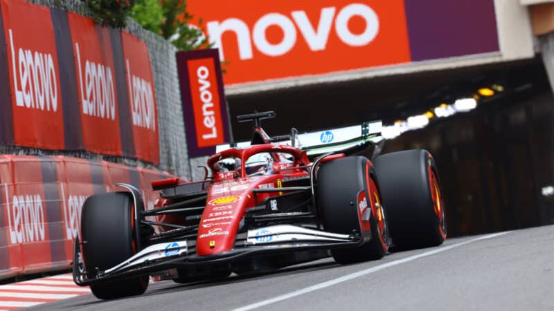 Charles Leclerc (Ferrari) during practice for the 2025 Monaco Grand Prix