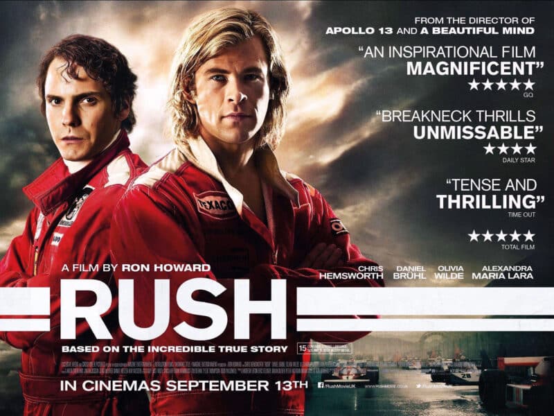 Above: The casting crew excelled themselves with Rush (2013). Daniel Brühl had the role of Niki Lauda sewn up early doors, but Chris Hemsworth auditioned for James Hunt while also playing Thor in The Avengers. The end result was a box-office hit as the pair played out a dramatised version of Hunt and Lauda’s 1976 rivalry. In terms of numbers, the filmmakers splashed out m, but received a world-wide gross of .2m. Costs were trimmed by many scenes being shot at UK circuits such as Donington Park and Snetterton.