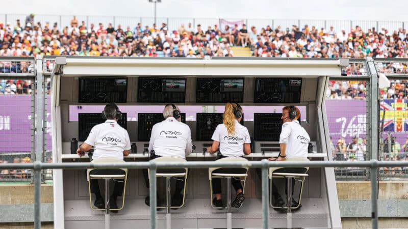 “If only we could reach Mark Hughes” – the Apex pitwall.