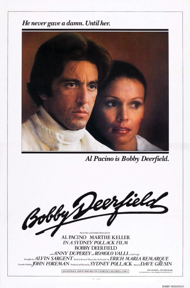 Left: Al Pacino was at the height of his powers in 1977 when cast as Bobby Deerfield, a wistful racer in this romantic drama. But even he and clips from the '76 F1 season couldn't rescue a cliché-rich plot