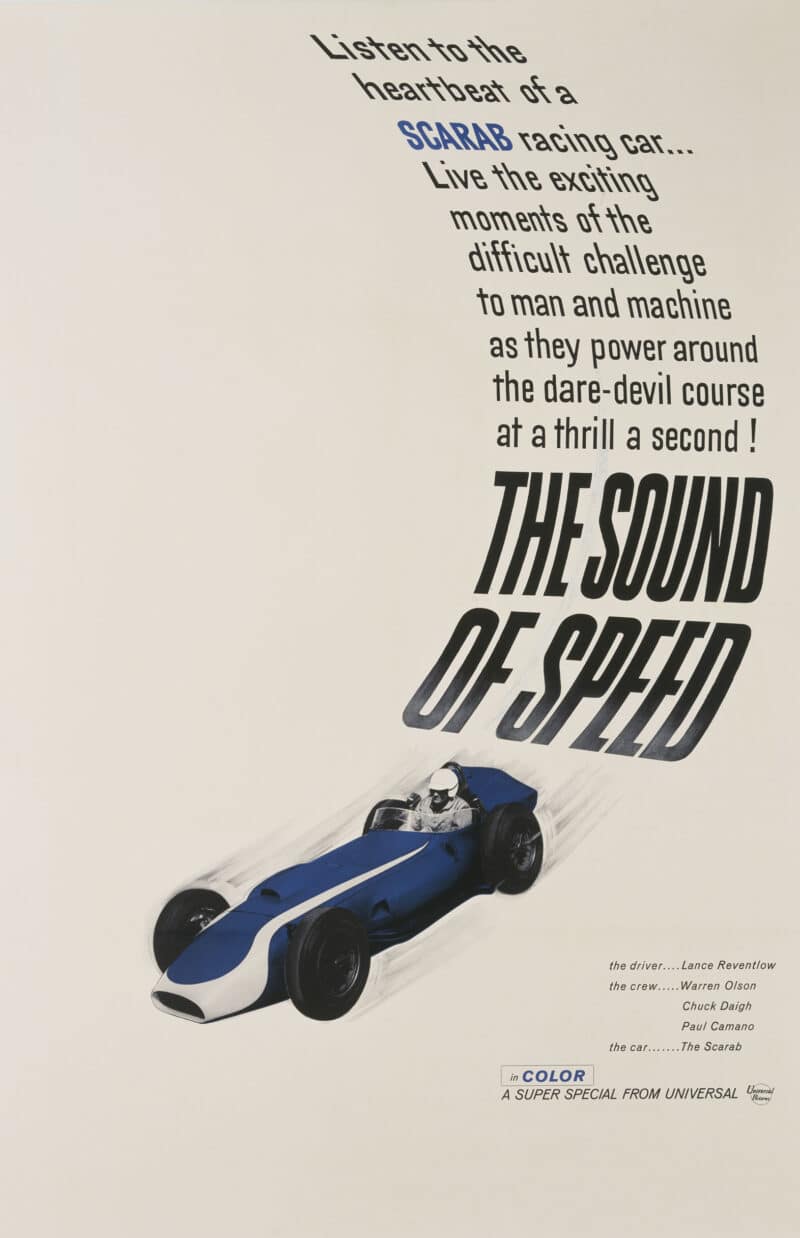 Above right: This short 1962 film simply featured Lance Reventlow lapping Riverside International Raceway in his 1960 Formula 1 Scarab.