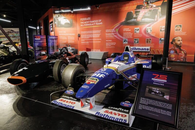 Graham Hills 1962 BRM P578 and Damon’s Hill 1996 Williams FW18 Silverstone 75 Exhibition