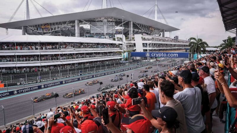 Hard Rock Stadium in Miami. Lando Norris and Max Verstappen
