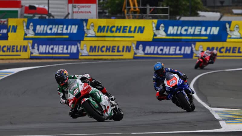 Johann Zarco leads Miguel Oliveira in 2025 MotoGP French GP