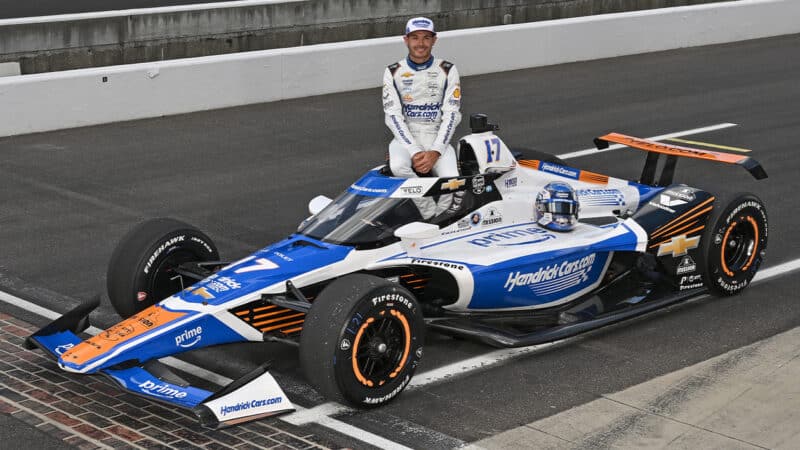 Kyle Larson with Arrow McLaren IndyCar ahead of the 2025 Indy 500