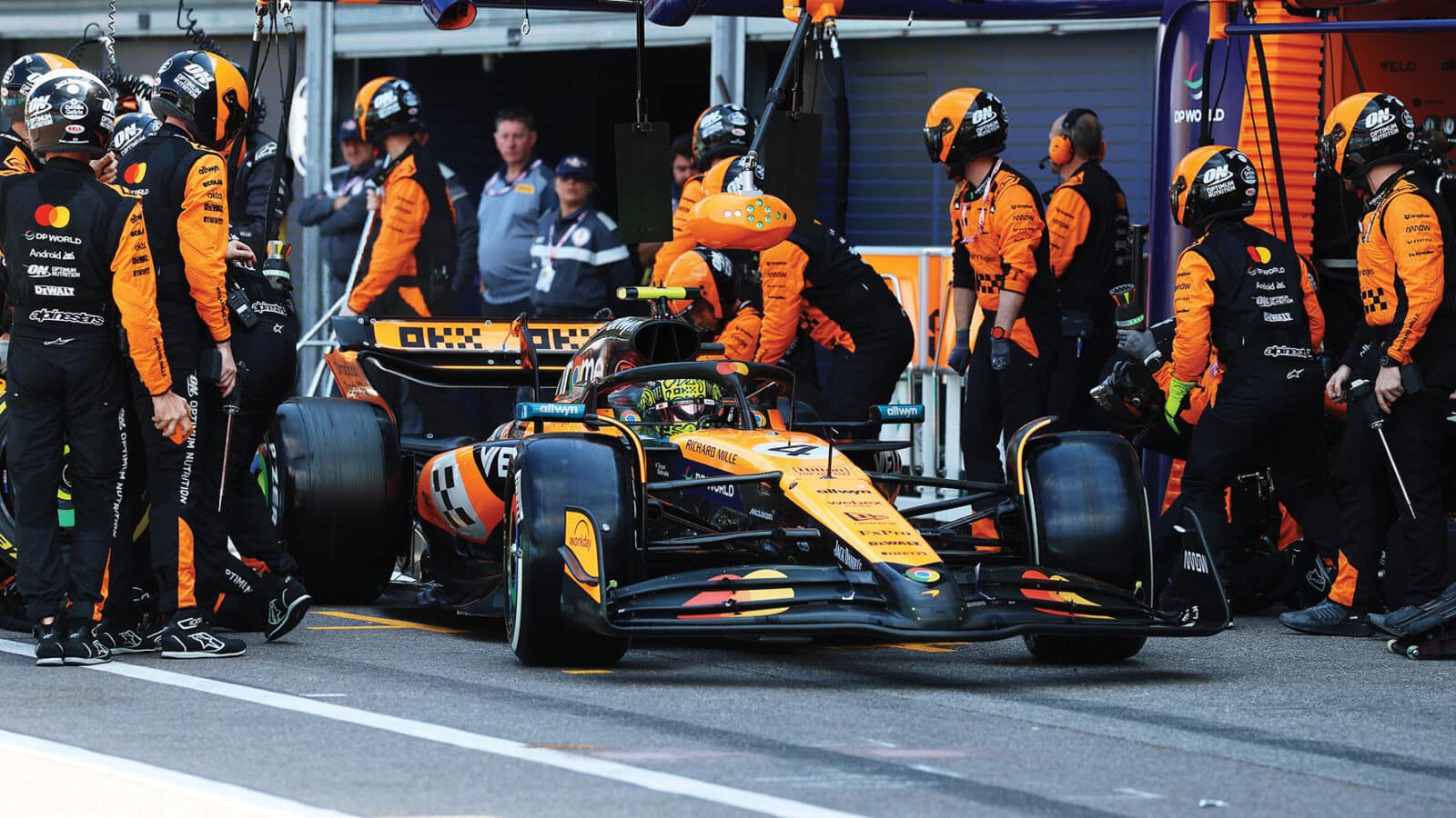 Lando Norris in the pit lane